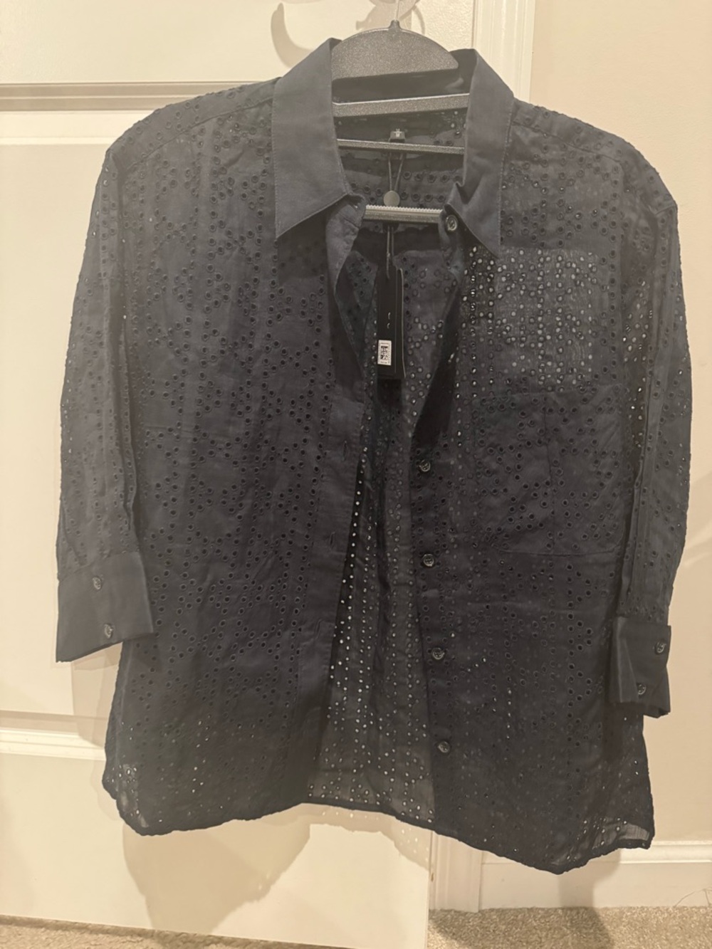 rag & bone Navy Eyelet Button-Down Shirt